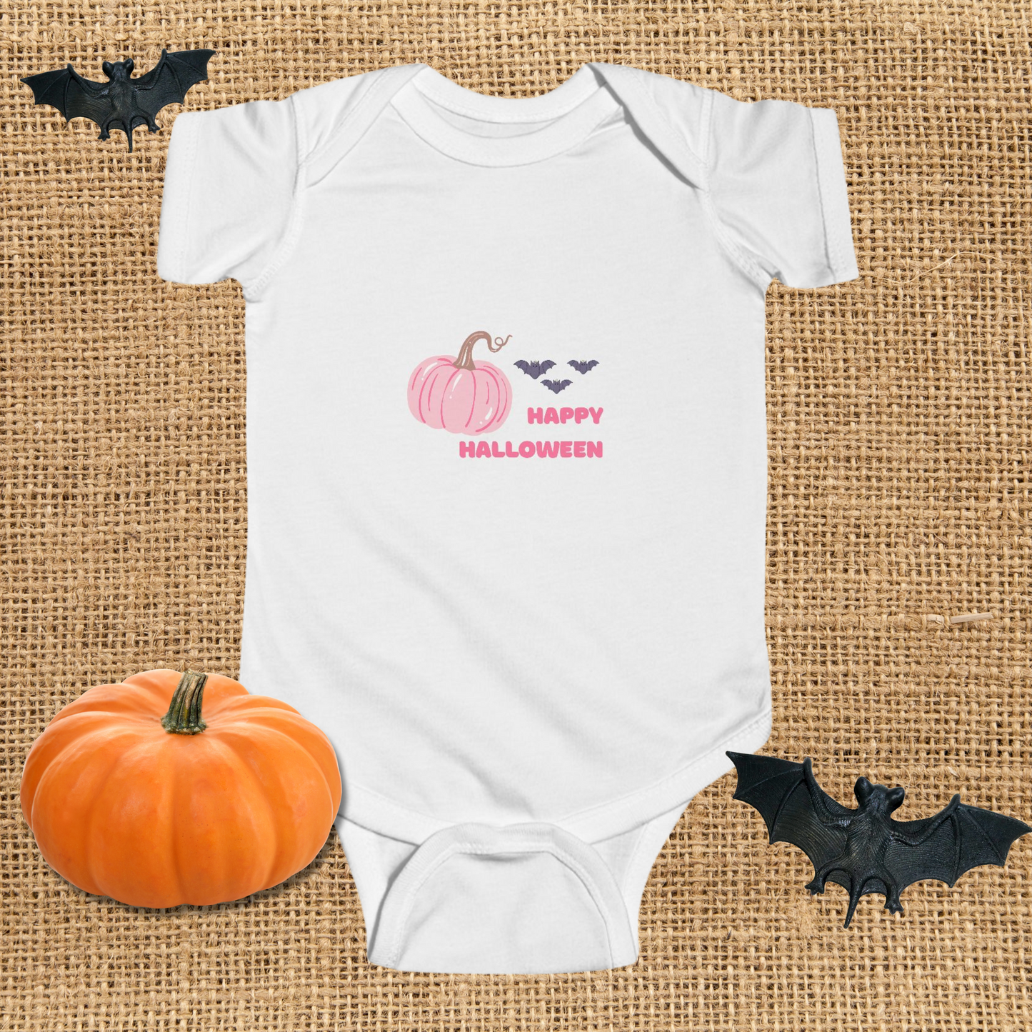 Pink Halloween Pumpkin Infant Bodysuit