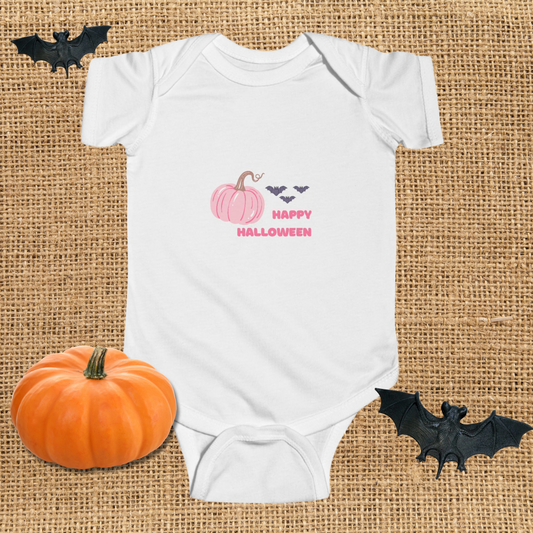 Pink Halloween Pumpkin Infant Bodysuit
